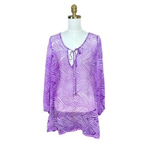 Lauren Ralph Lauren Purple Zebra Print Sheer Swim Cover Up Tunic Medium